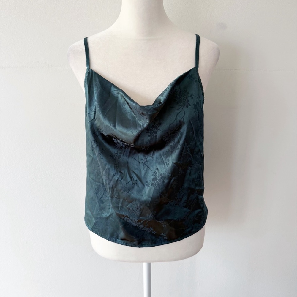 Zaful Women Floral Embossed Cowl Strappy Tank Size 8 Y2K Office Career Layers